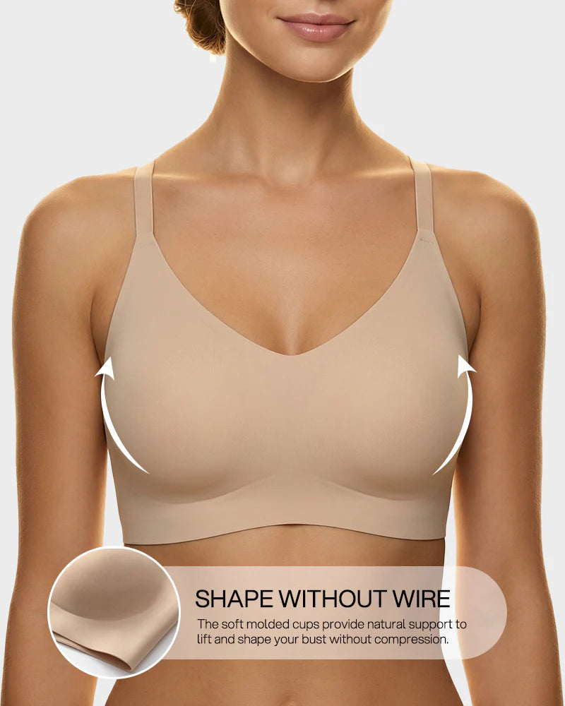 PLERIVA Deep V Lace Racerback Bralette: Soft Support Without Wires