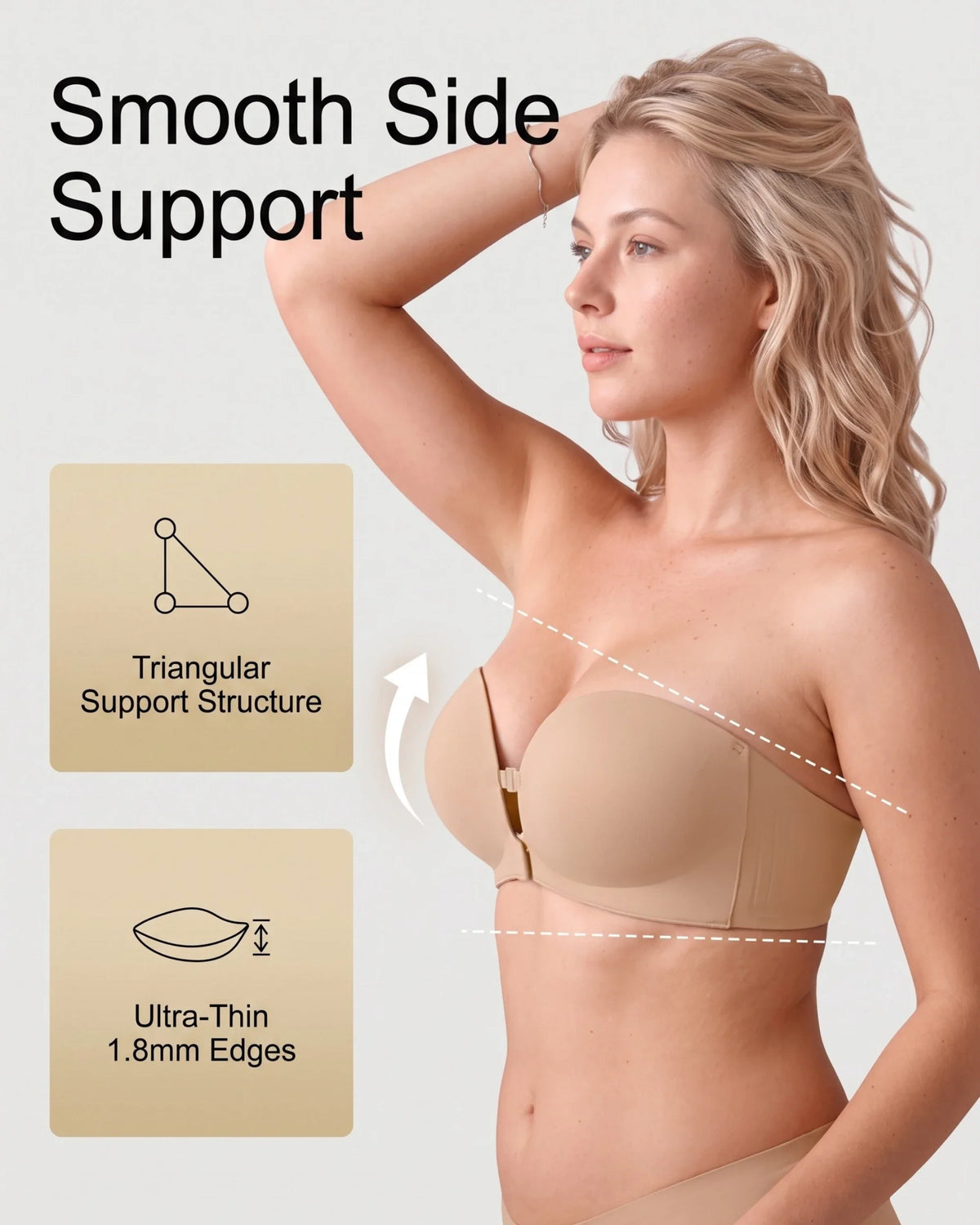 PLERIVA Padded Strapless Bra with Front Closure product view 1