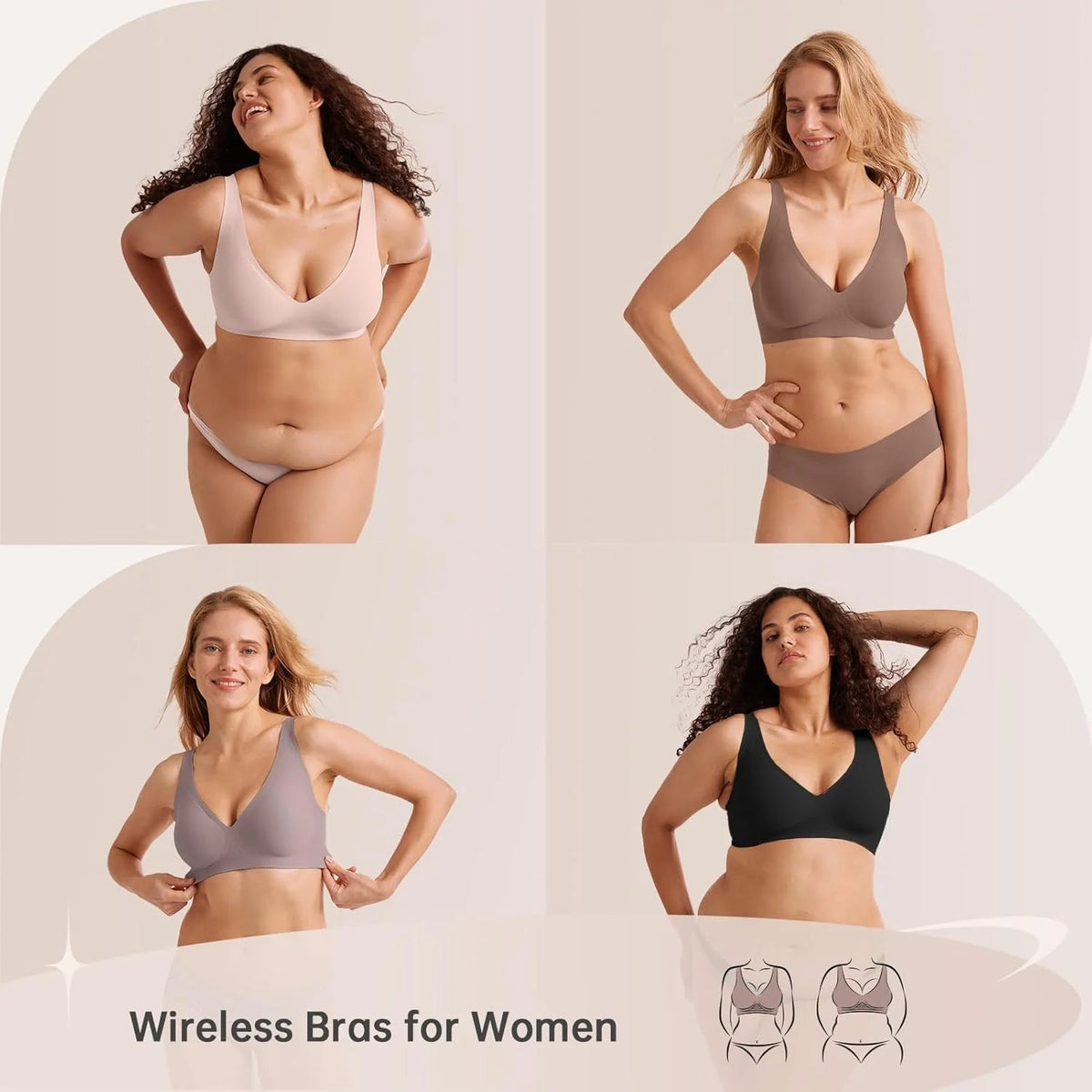 PLERIVA Seamless Wireless Plunge Lift Bra: Soft Comfort for Every Day