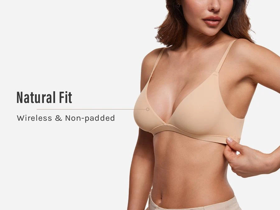 PLERIVA Unlined Wireless Plunge Bralette: Wireless and Unpadded