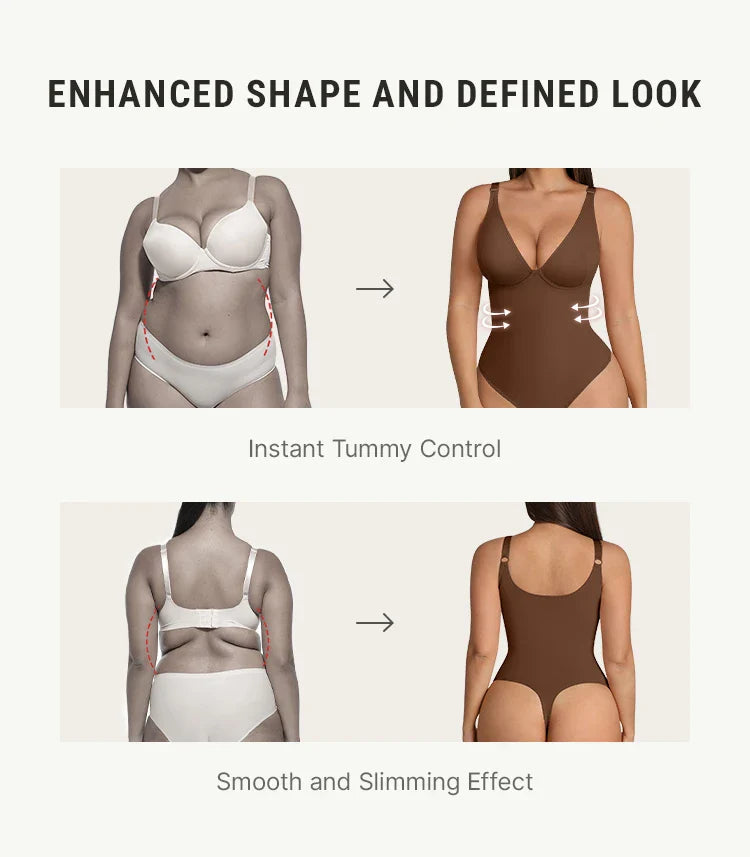 PLERIVA V-Neck Tummy Control Sculpting Bodysuit: Shaping You Can See