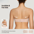 PLERIVA Anti-Slip Strapless Wireless Lift Bra in Nude, smooth back view with hook closure detail
