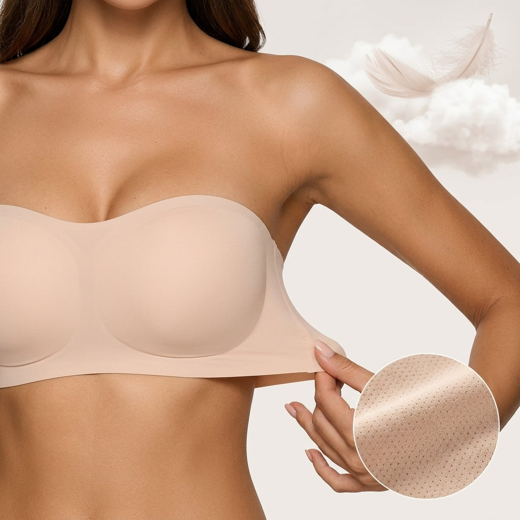 PLERIVA Anti-Slip Strapless Wireless Lift Bra: Soft, Wire-Free Comfort