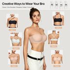 PLERIVA Anti-Slip Strapless Wireless Lift Bra in Nude, guide to strapless, halter, one-shoulder and cross-back styles