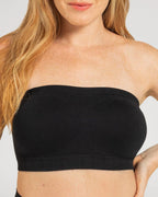 PLERIVA Convertible Invisible Support Bra in Black, strapless close-up, side angle