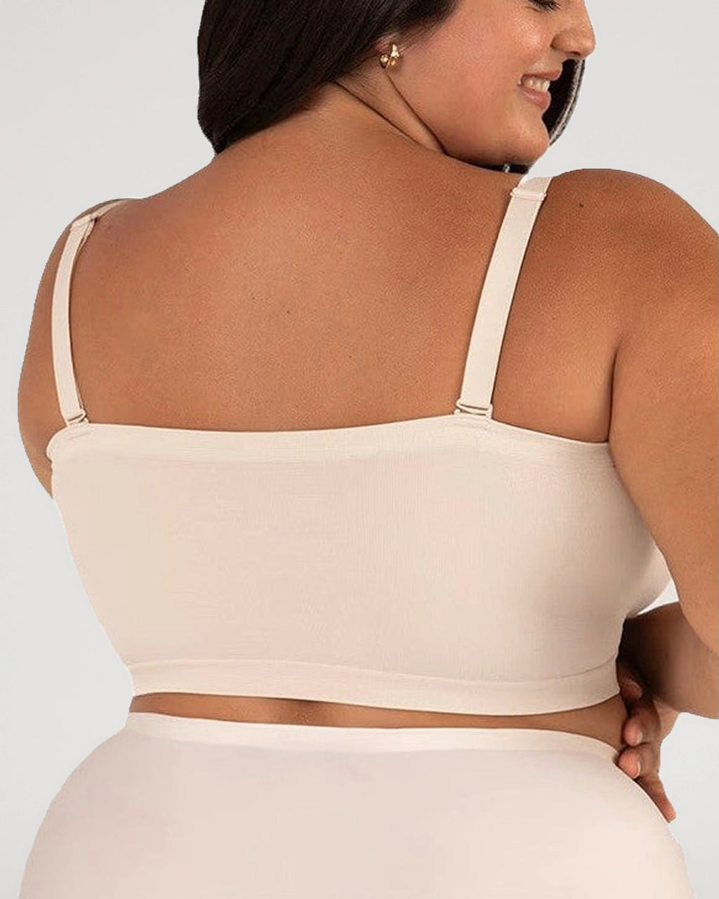 PLERIVA Convertible Invisible Support Bra in Skin, back view with straps