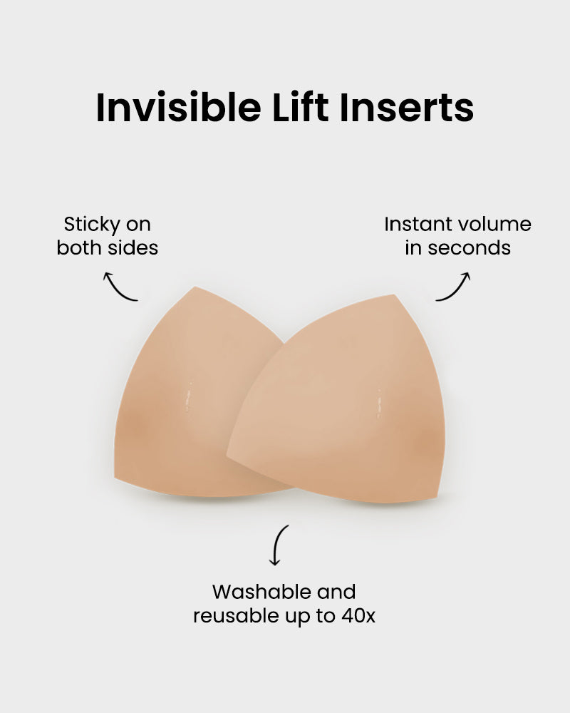 PLERIVA Double Adhesive Lift Inserts, Two Pairs in Light beige, double-sided adhesive and reusable design
