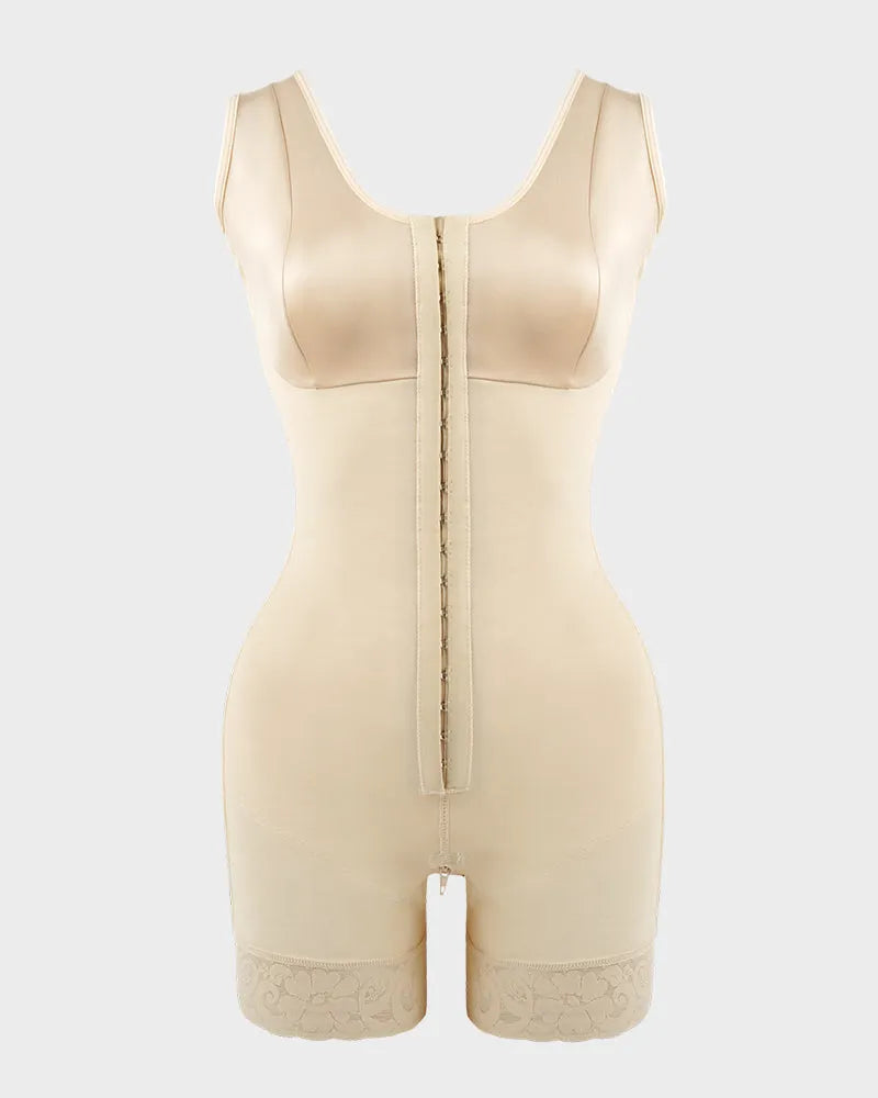 PLERIVA Extra Firm Full Body Post Surgery Shaper in Beige, front flat lay