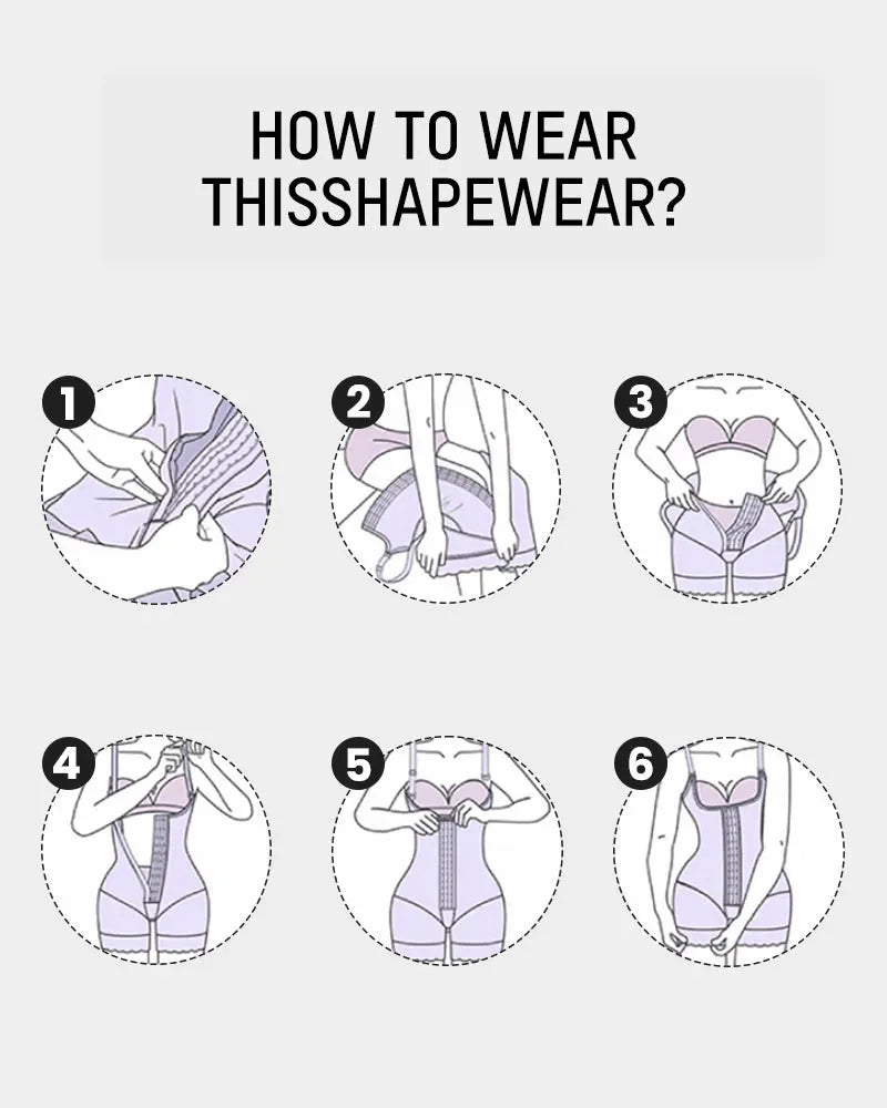 PLERIVA Extra Firm Full Body Post Surgery Shaper, step-by-step how-to-wear guide