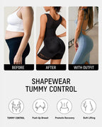 PLERIVA Extra Firm Full Body Post Surgery Shaper, before and after tummy control comparison