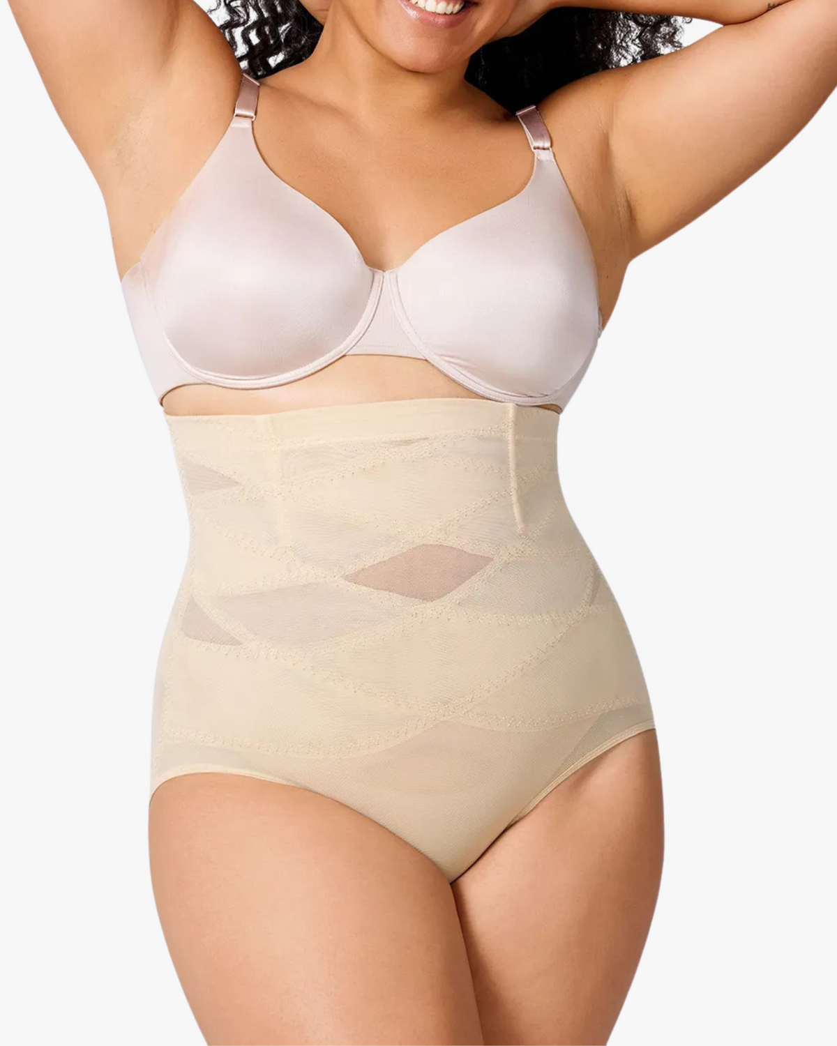 PLERIVA High Waist Tummy Control Shaping Briefs in Beige, front view