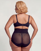 PLERIVA High Waist Tummy Control Shaping Briefs in Black, back view