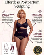 PLERIVA High Waist Tummy Control Shaping Briefs in Black, feature graphic of the mesh support and 360-degree contouring