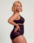 PLERIVA High Waist Tummy Control Shaping Briefs in Black, side view