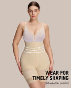 PLERIVA Low Cut Extra Firm Zip Crotch Body Shaper in Nude, front view overview of the tummy shaping