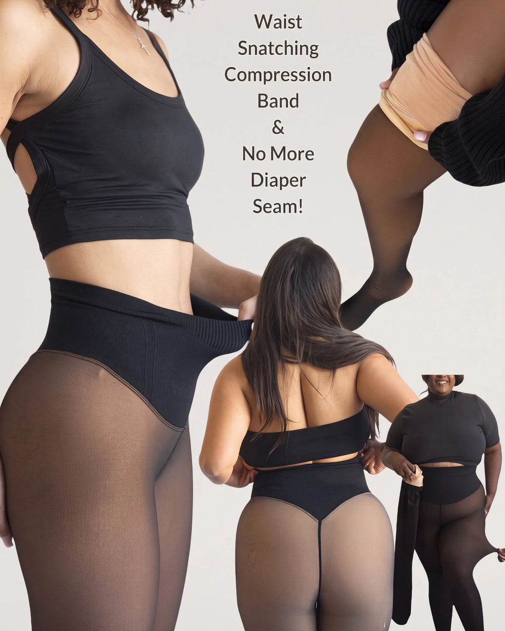 PLERIVA One Seam Sculpting Thermal Tights, close-up of the high-waist compression band