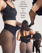 PLERIVA One Seam Sculpting Thermal Tights, close-up of the high-waist compression band