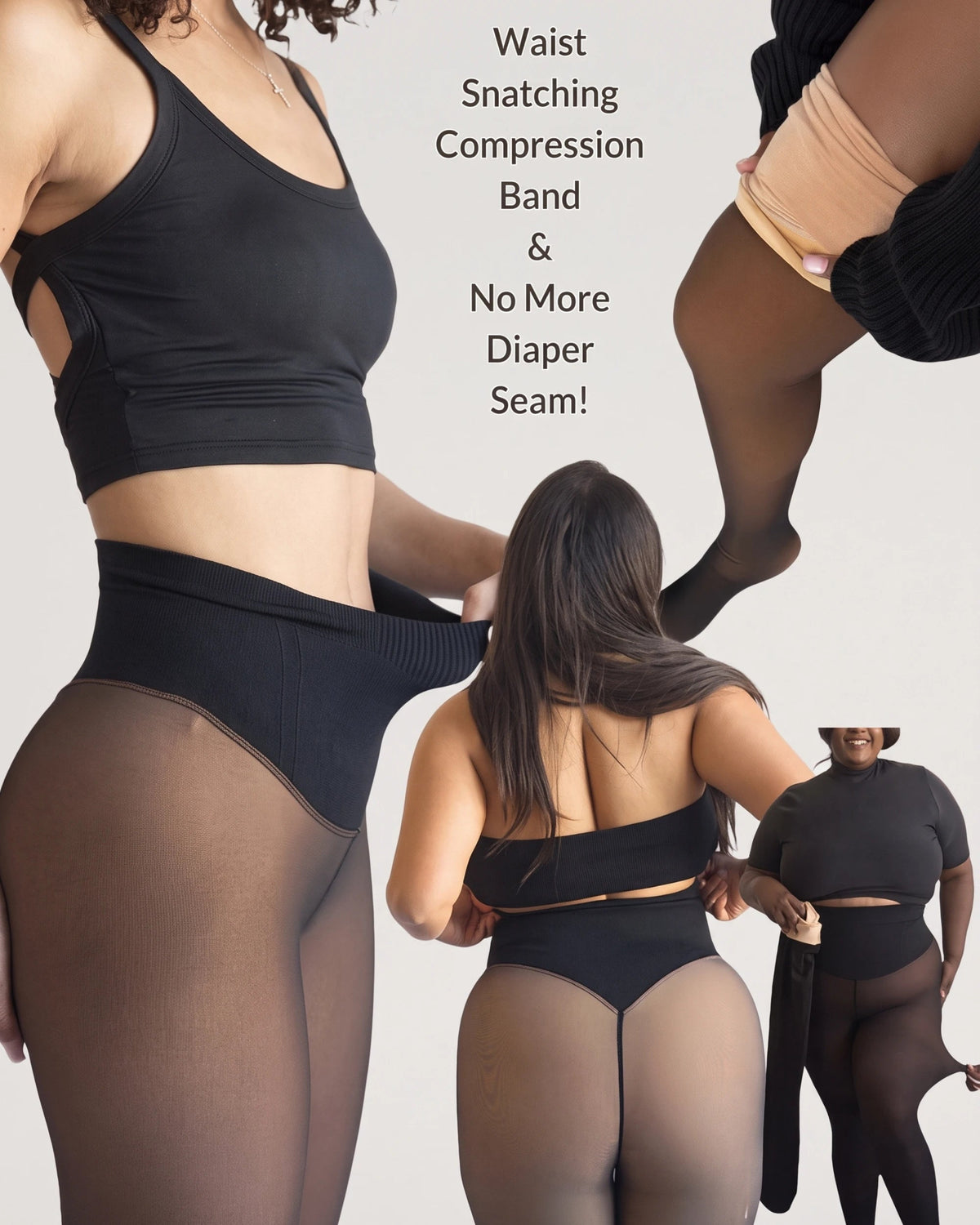 PLERIVA One Seam Sculpting Thermal Tights, close-up of the high-waist compression band