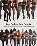 PLERIVA One Seam Sculpting Thermal Tights, group of models wearing different shades