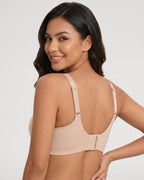 PLERIVA Scalloped Wireless Lift Bra in Nude, back view showing the hook closure