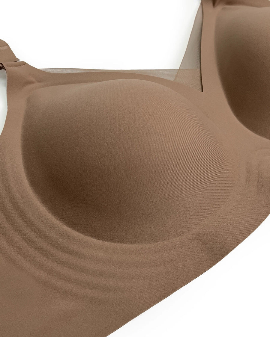 PLERIVA Seamless Mesh Wireless Plunge Lift Bra: Built-In Soft Jelly Support