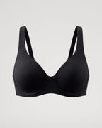 PLERIVA Seamless Unlined Underwire Balconette Bra in Black, product-only front view