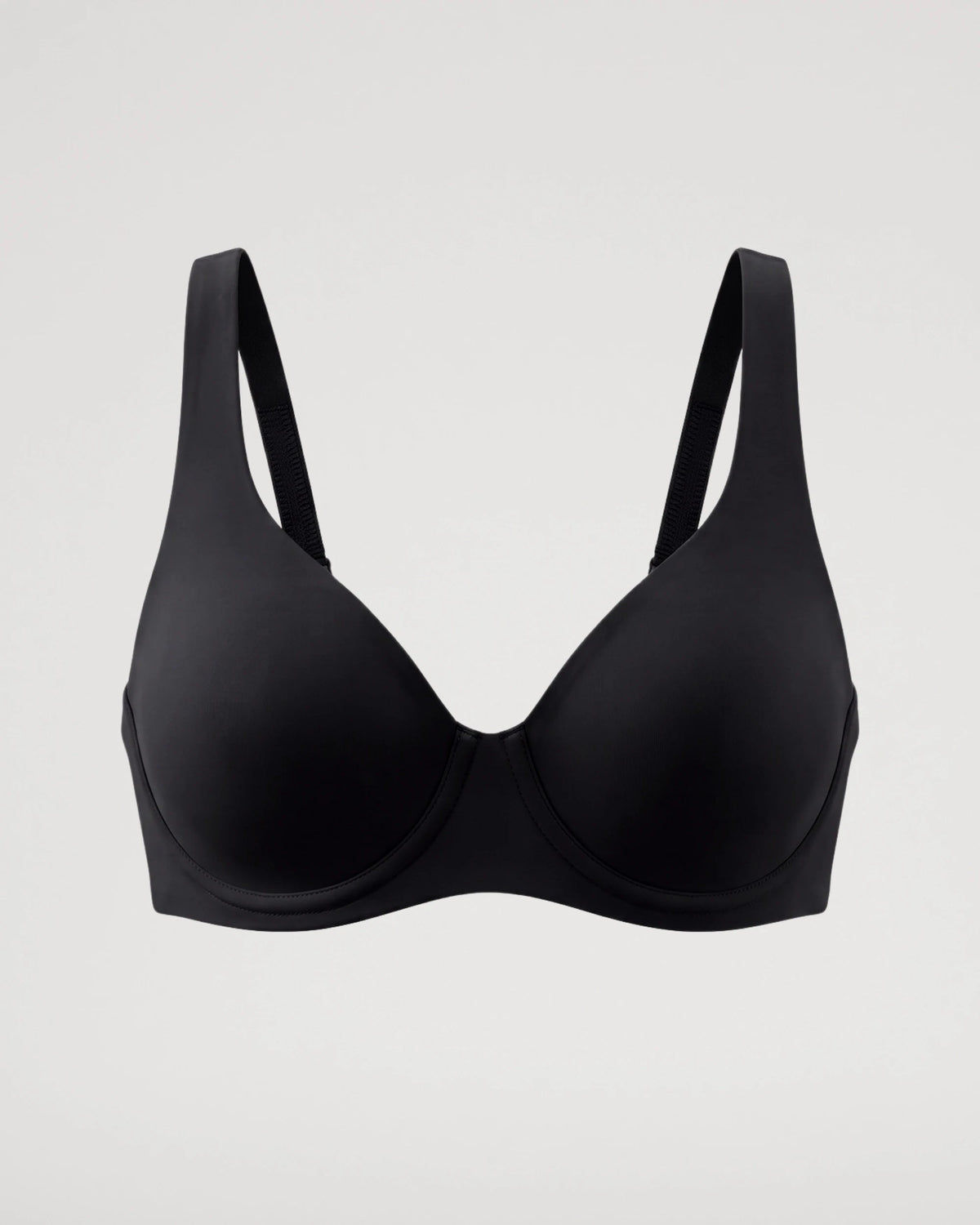 PLERIVA Seamless Unlined Underwire Balconette Bra in Black, product-only front view