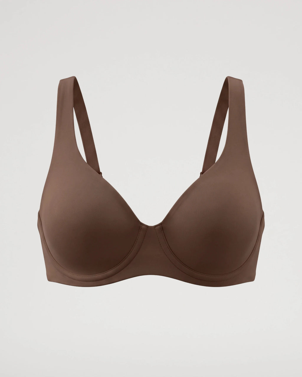 PLERIVA Seamless Unlined Underwire Balconette Bra in Brown, product-only front view