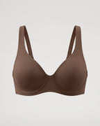 PLERIVA Seamless Unlined Underwire Balconette Bra in Brown, product-only front view