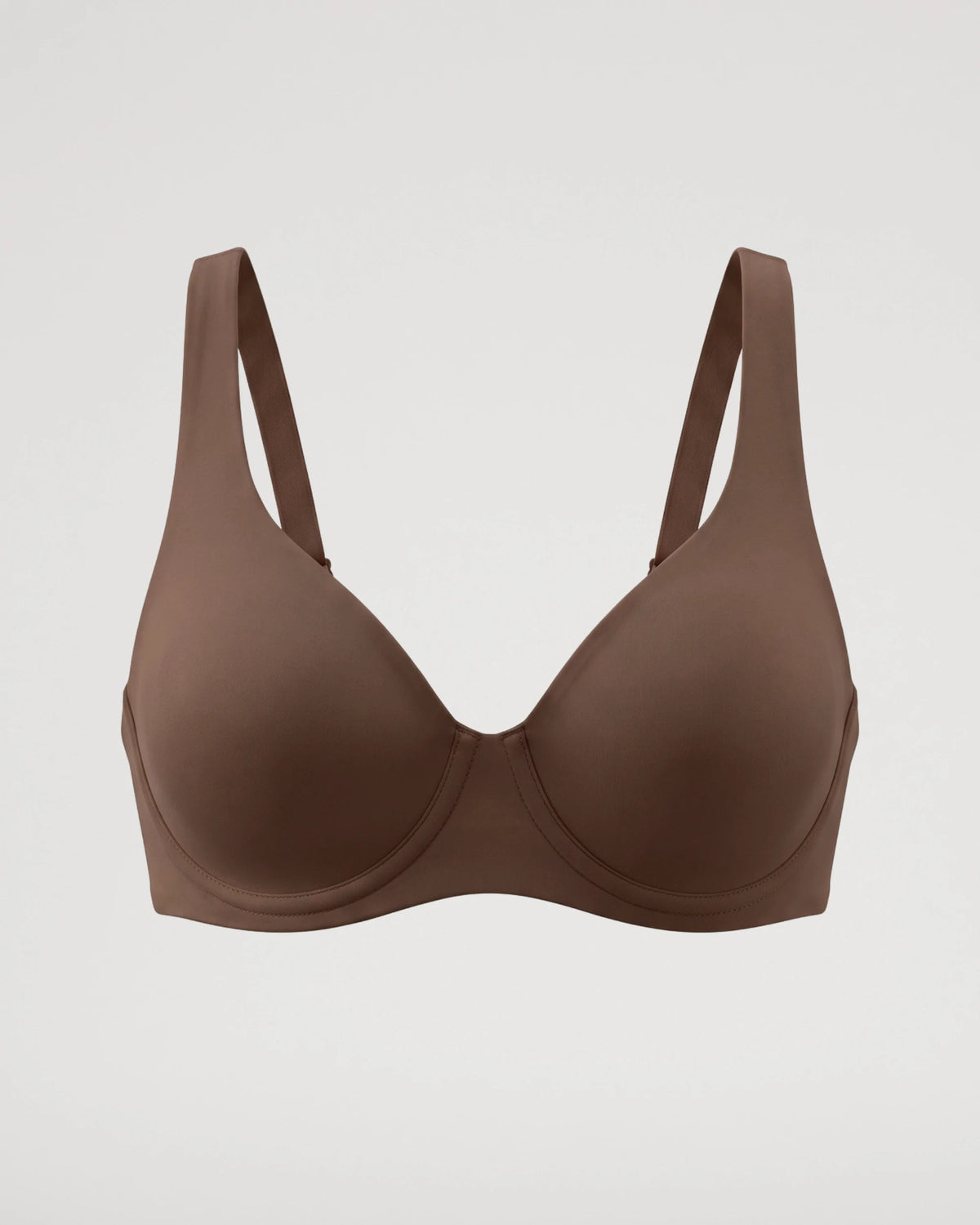 PLERIVA Seamless Unlined Underwire Balconette Bra in Brown, product-only front view