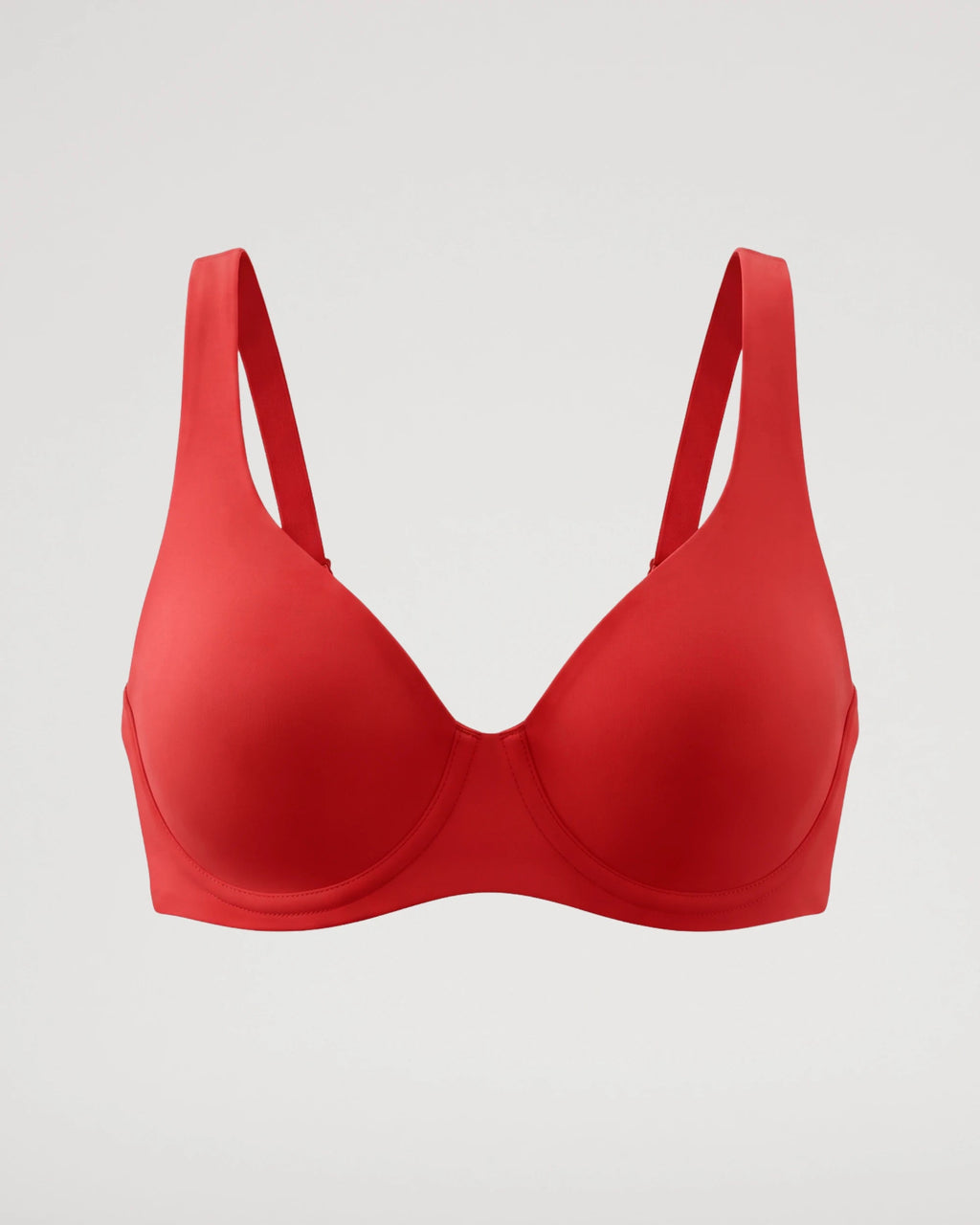 PLERIVA Seamless Unlined Underwire Balconette Bra in Red, product-only front view