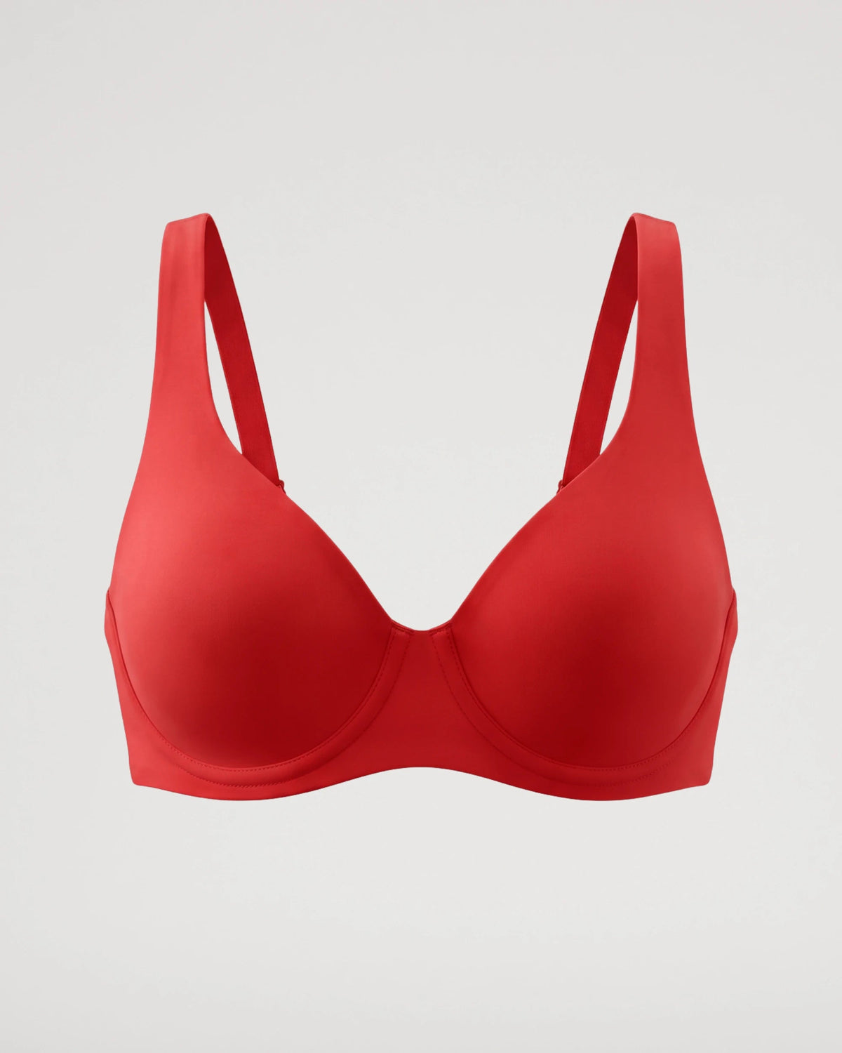 PLERIVA Seamless Unlined Underwire Balconette Bra in Red, product-only front view
