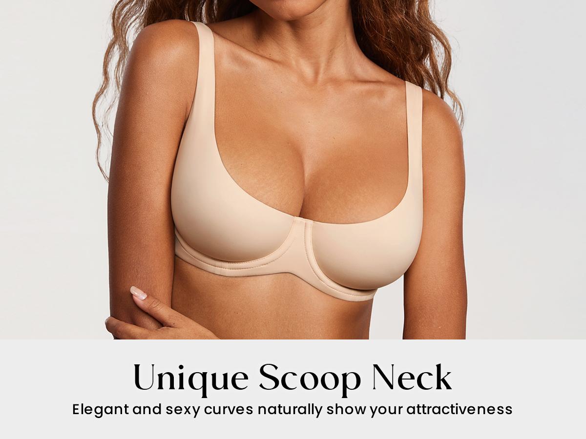PLERIVA Seamless Unlined Underwire Balconette Bra: Flattering Scoop Neckline