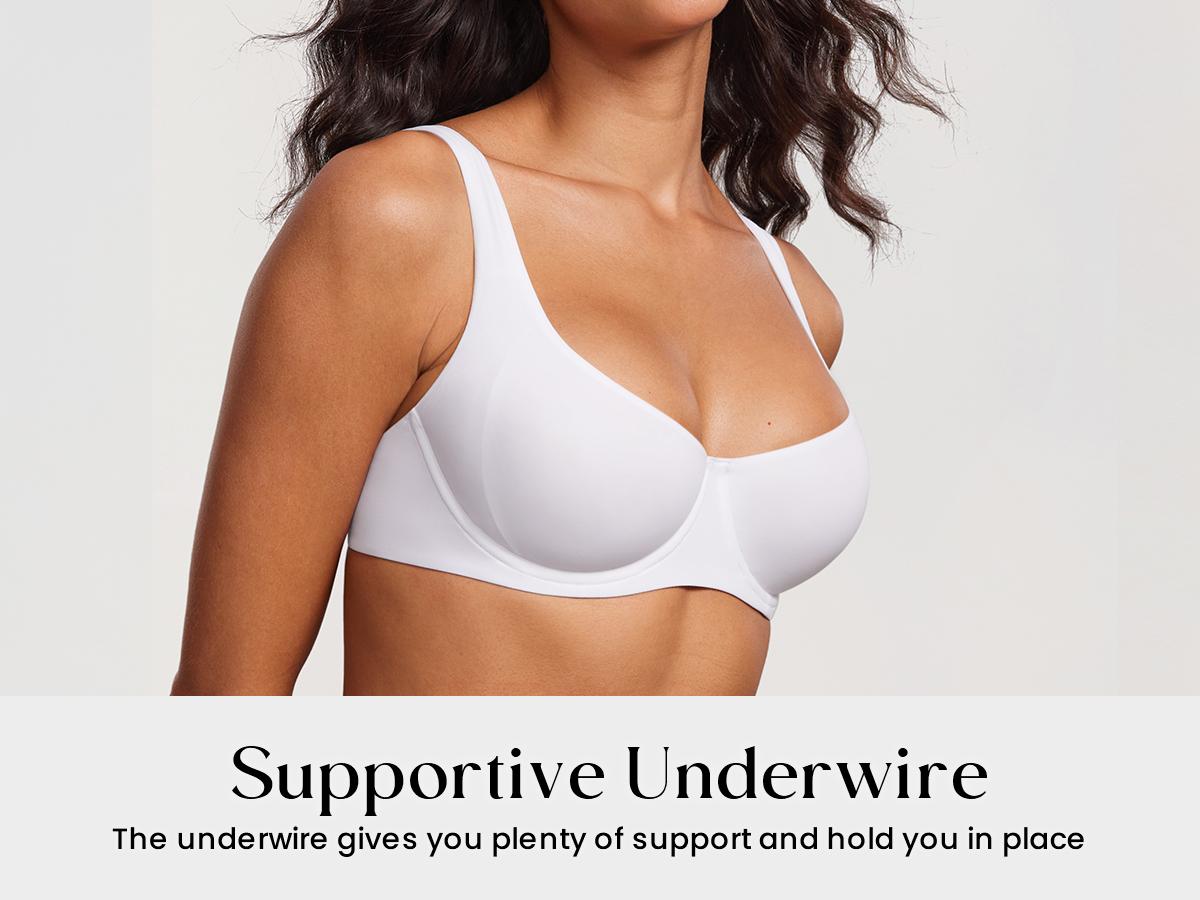 PLERIVA Seamless Unlined Underwire Balconette Bra: Supportive Underwire