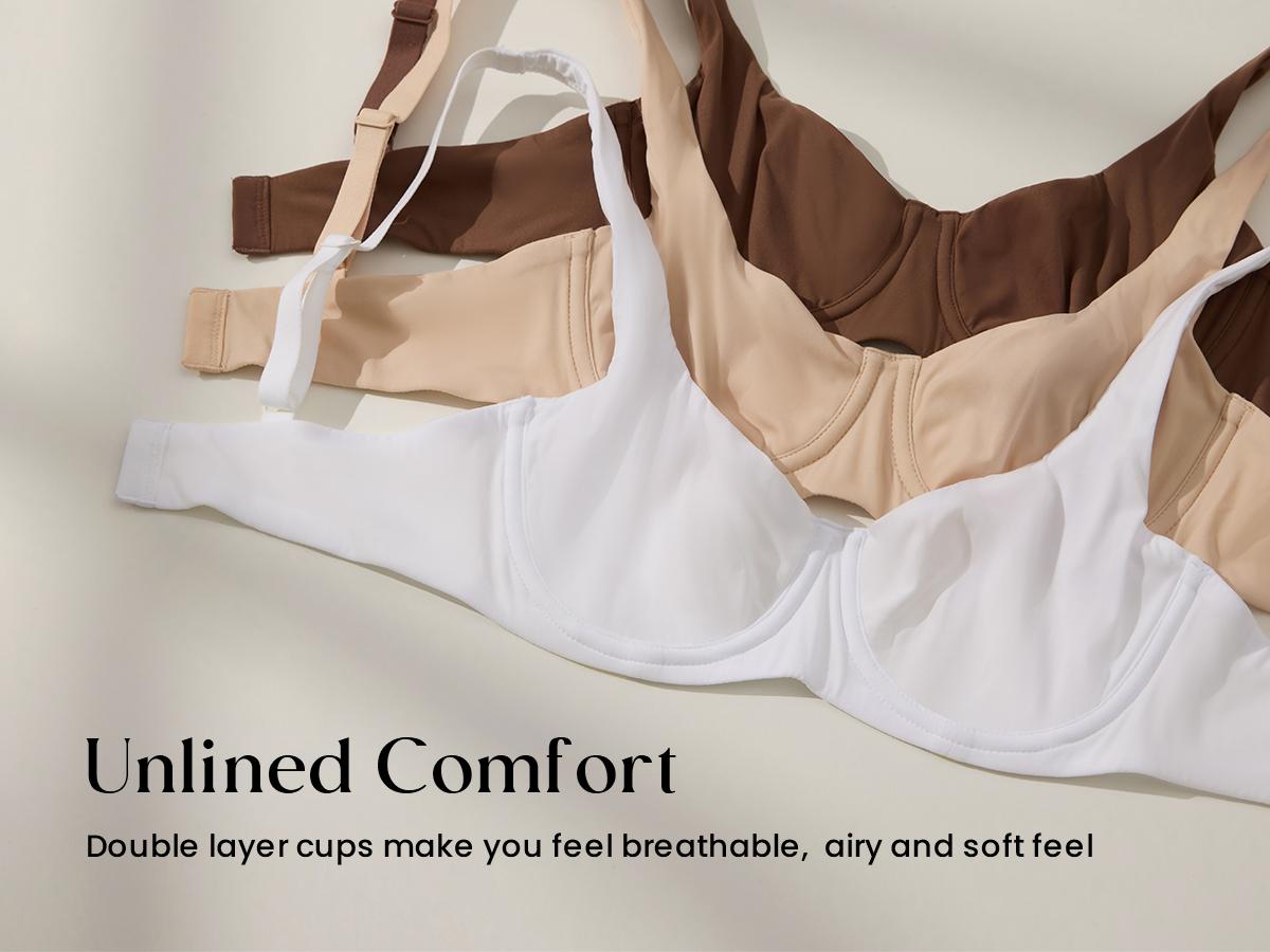 PLERIVA Seamless Unlined Underwire Balconette Bra: Unlined, Lightweight Comfort