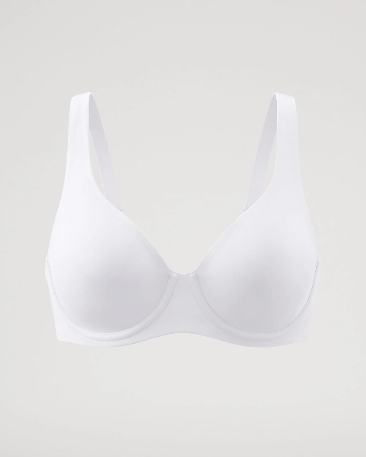 PLERIVA Seamless Unlined Underwire Balconette Bra in White, product-only front view