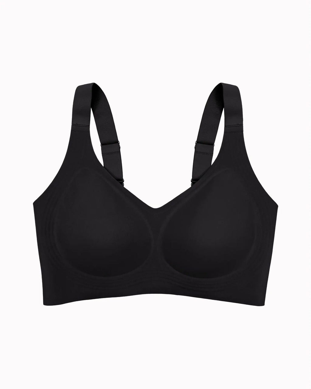 PLERIVA Seamless Wireless Full Coverage Lift Bra in Black, front view of the bra on its own