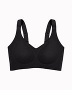 PLERIVA Seamless Wireless Full Coverage Lift Bra in Black, front view of the bra on its own