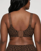 PLERIVA Seamless Wireless Full Coverage Lift Bra in Leopard, back view showing the hook closure