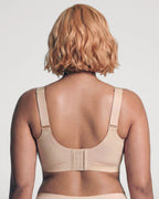 PLERIVA Seamless Wireless Full Coverage Lift Bra in Nude, back view showing the hook closure