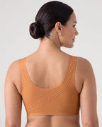 PLERIVA Smooth Back Full Coverage Wireless Bra in Bronze, back view showing the smooth back