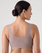 PLERIVA Smooth Back Full Coverage Wireless Bra in Gray, back view showing the smooth back