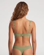 PLERIVA Square Neck Bralette and Panty Set in Lake Green, back view on model