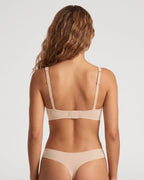 PLERIVA Square Neck Bralette and Panty Set in Nude, back view on model
