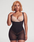 PLERIVA U-Neck Full Body Sculpting Faja in Black, front view on model