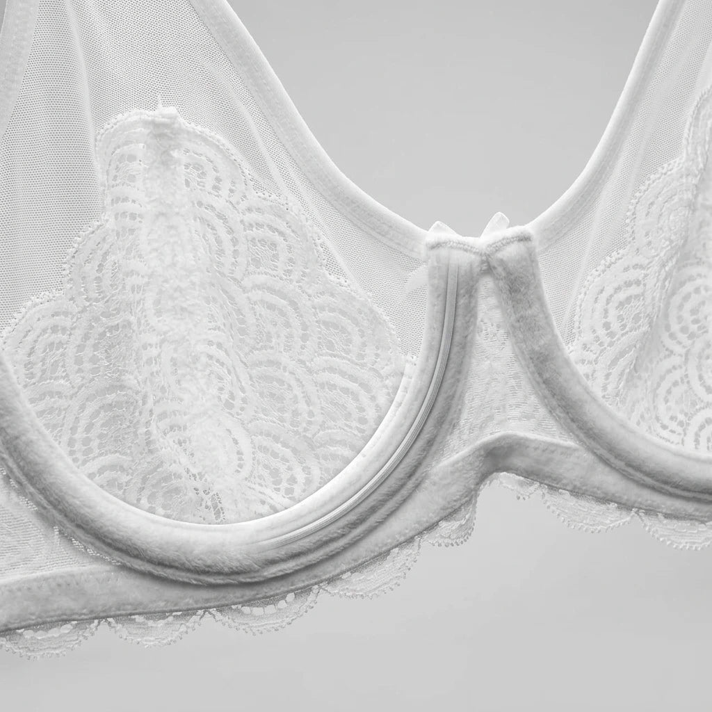 PLERIVA Unlined Lace Underwire Minimizer Bra: Cushioned Underwire Support