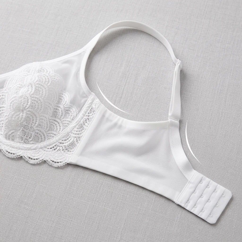 PLERIVA Unlined Lace Underwire Minimizer Bra: Smooth Sides and Back