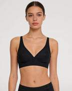 PLERIVA Wireless Contour Detail Lift Bra in Black, front view