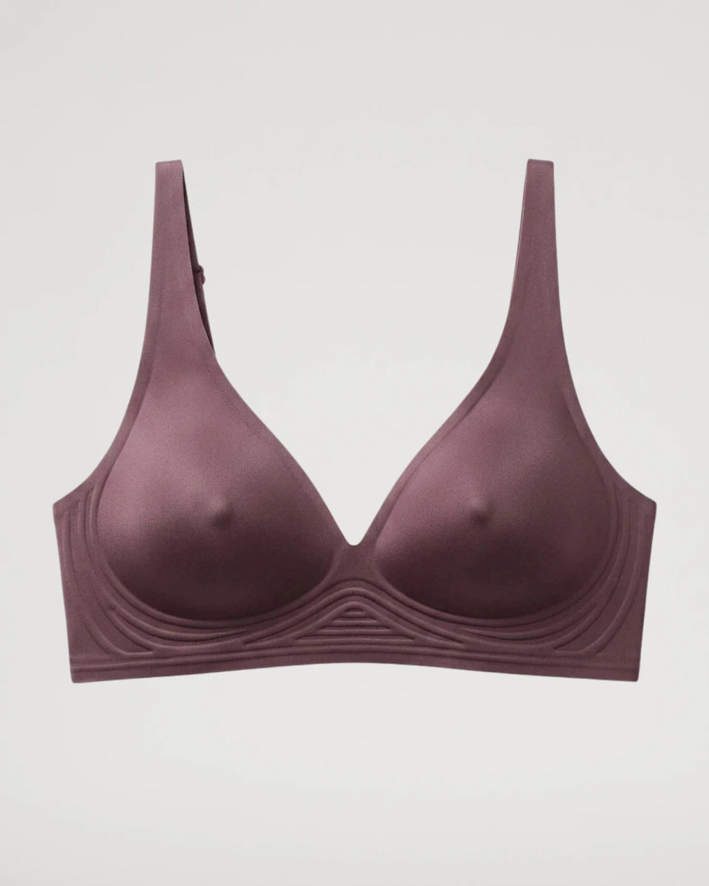 PLERIVA Wireless Contour Detail Lift Bra in Brown, flat lay