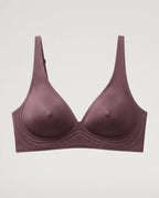 PLERIVA Wireless Contour Detail Lift Bra in Brown, flat lay